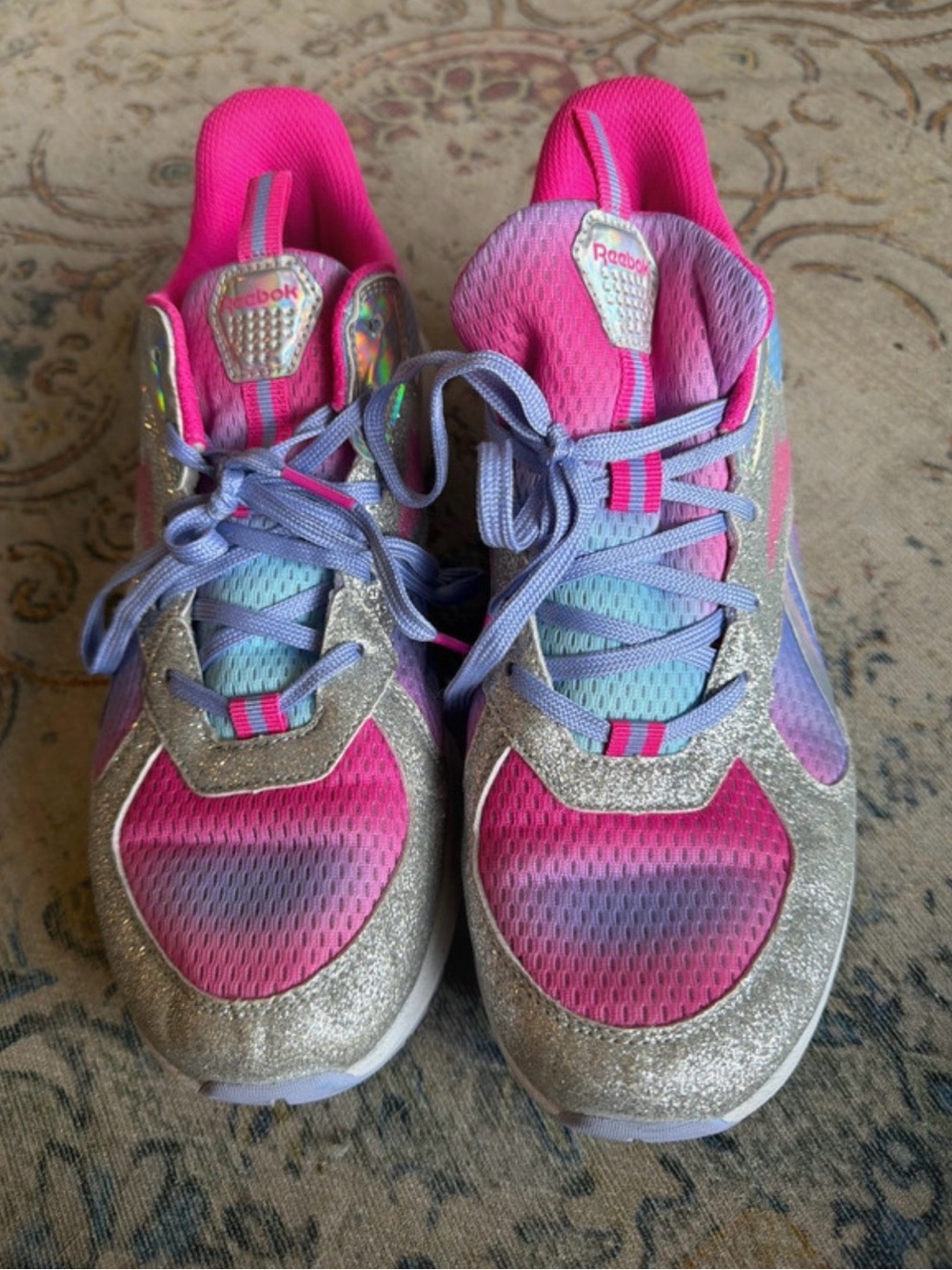 Reebok Kids' Pink and Purple Glitter Trainer